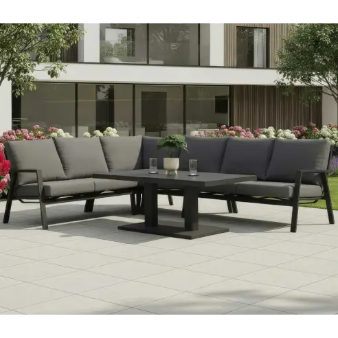 Zara L-Shaped Corner Sofa Set with Rectangular Rising Table