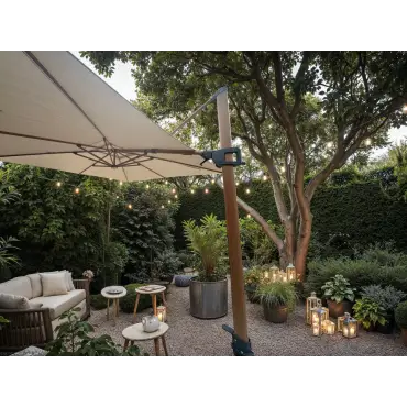 Pisa Cantilever 4m x 3m Parasol with LED lights Landscape
