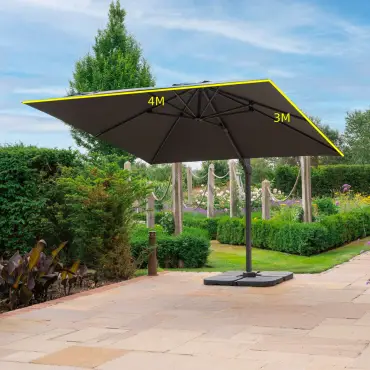 Pisa Cantilever 4m x 3m Parasol with LED lights Landscape