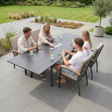 Leah 4-10 Seat Aluminium Dining Set - Rectangular Extending Table 4 Chairs