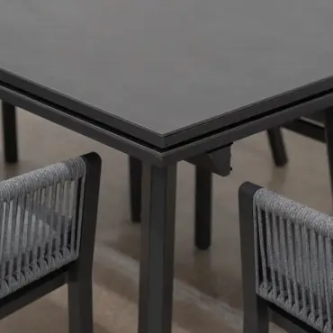 Darcey 12 Seat Rope Aluminium Dining Set - Extending Table with 12 Chairs