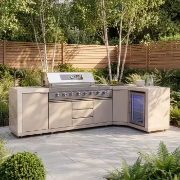 Ember Corner - 6 Burner Gas Grill - Single Fridge & Sink