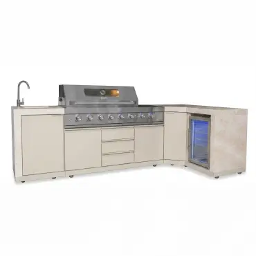Ember Corner - 6 Burner Gas Grill - Single Fridge & Sink