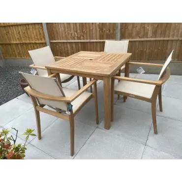 Windsor 90cm Table & 4 TNT Deluxe Stacking Chairs - Certified
