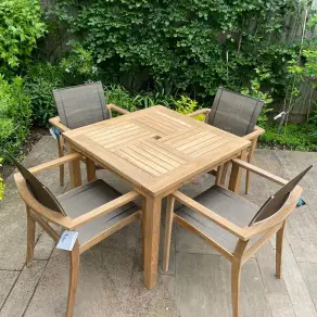 Windsor 90cm Table & 4 TNT Deluxe Stacking Chairs - Certified