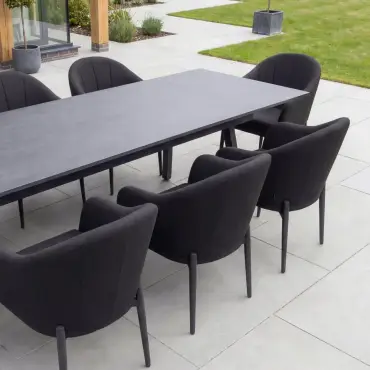 Duke 8-12 Seat Fabric Aluminium Dining Set - Extending Table with 8 Chairs