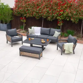 Caleb 3 Seater Rattan Aluminium Lounge Dining