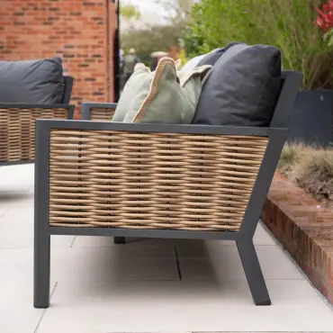 Caleb 3-Seater Outdoor Sofa Set with Rising Table & Bench – Grey