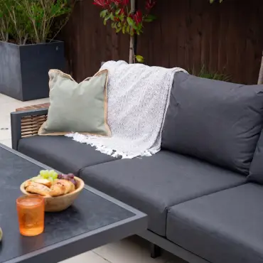 Caleb 3-Seater Outdoor Sofa Set with Rising Table & Bench – Grey