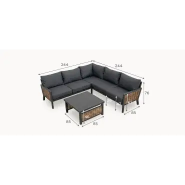 Caleb Rattan Aluminium Corner Sofa Lounging Set