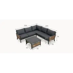 Caleb Rattan Aluminium Corner Sofa Lounging Set