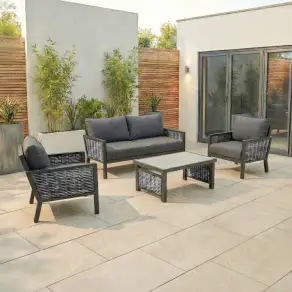 Caleb Rattan Aluminium 2 Seater Sofa Lounging Set