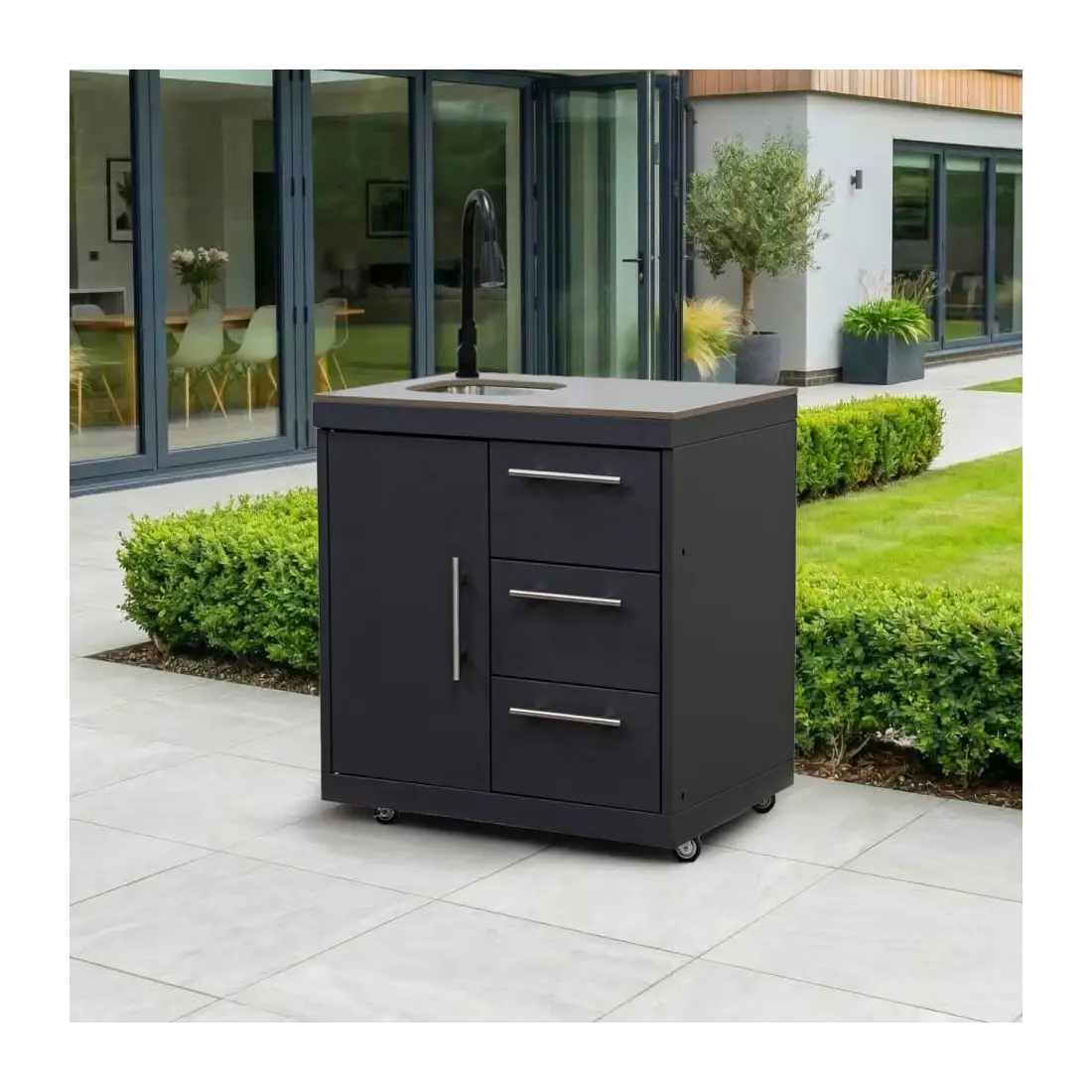 Riley Outdoor Kitchen Cupboard & Drawer - Sink & Tap Modular Unit