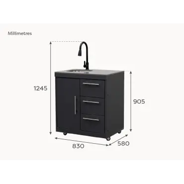 Riley Outdoor Kitchen Cupboard & Drawer - Sink & Tap Modular Unit