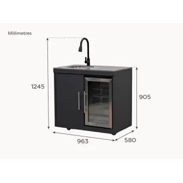 Riley Outdoor Kitchen Fridge & Cupboard - Sink & Tap Modular Unit