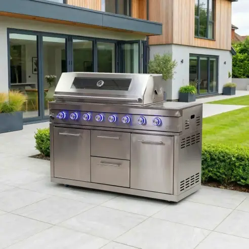 Stanley 6 Burner Gas BBQ - Integrated Side Burner Modular Unit Stanley 6 Burner Gas BBQ - Integrated Side Burner Modular Unit