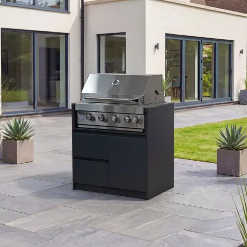 Oakley 4 Burner Gas BBQ - Double Drawer & Cupboard Modular Unit Oakley 4 Burner Gas BBQ - Double Drawer & Cupboard Modular Unit