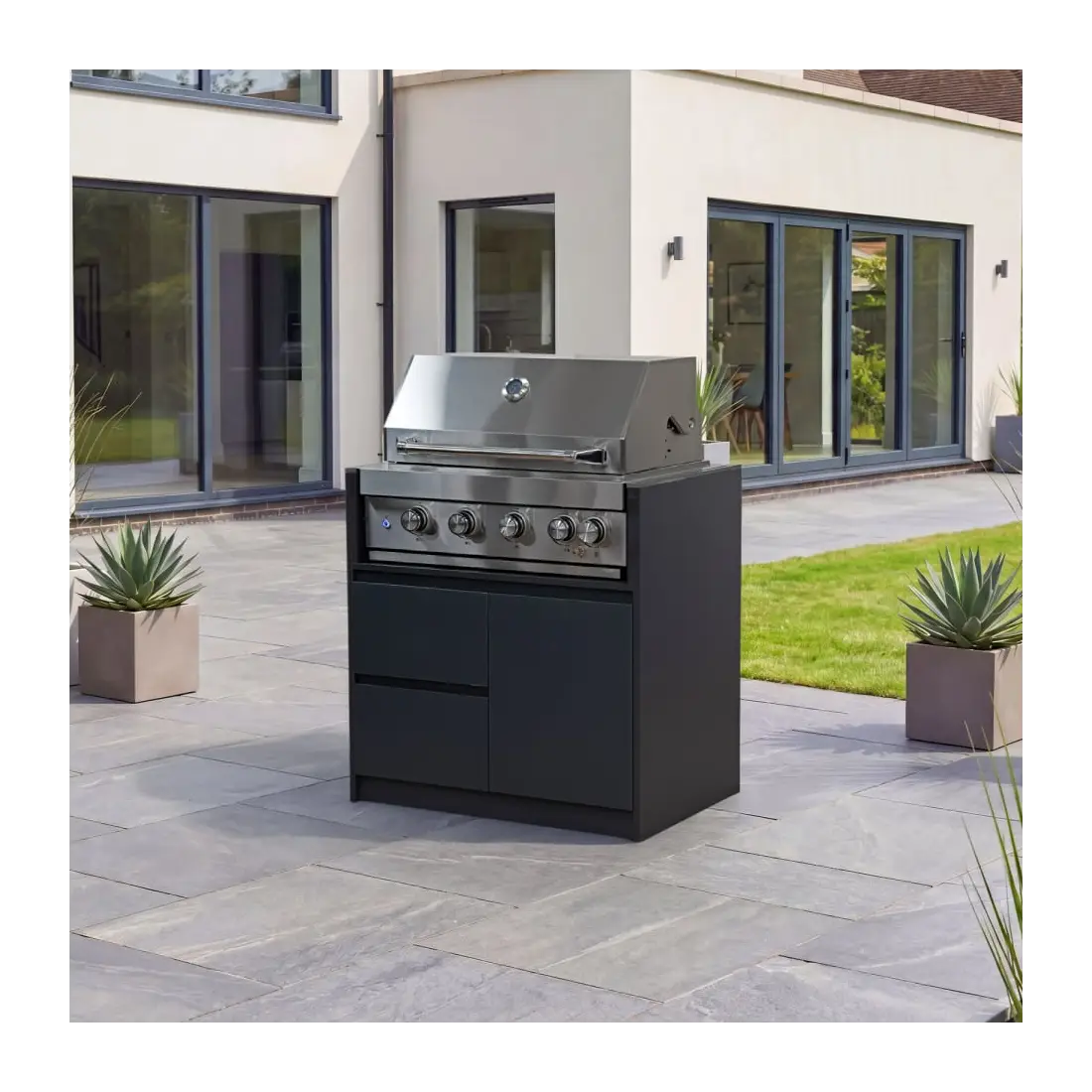 Oakley 4 Burner Gas BBQ - Double Drawer & Cupboard Modular Unit Oakley 4 Burner Gas BBQ - Double Drawer & Cupboard Modular Unit
