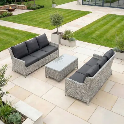 Talia 2x3-Seater Rattan Sofa Lounge Set with Coffee Table