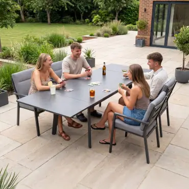 Vogue 4 Seat Aluminium Dining Set - Rectangular Extending Table with 4 Chairs