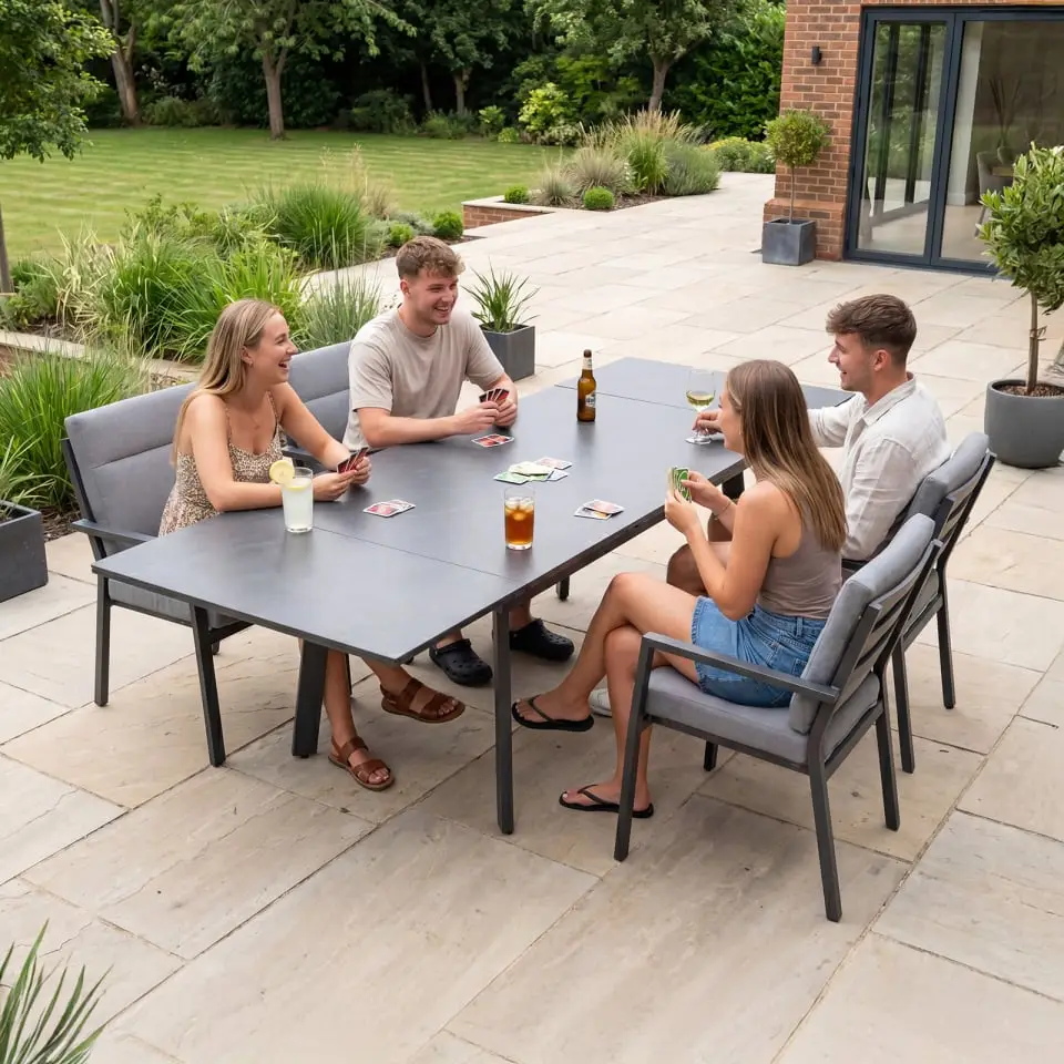 Vogue 4 Seat Aluminium Dining Set - Rectangular Extending Table with 4 Chairs