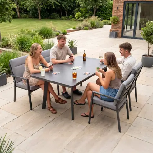 Vogue 4 Seat Aluminium Dining Set - Rectangular Extending Table with 4 Chairs Vogue 4 Seat Aluminium Dining Set - Rectangular Extending Table with 4 Chairs
