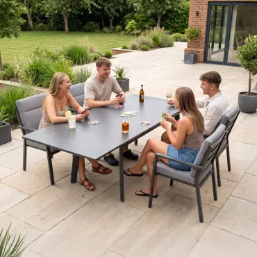 Vogue 4 Seat Aluminium Dining Set - Rectangular Extending Table with 4 Chairs