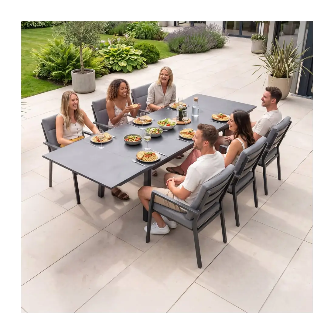 Vogue 6 Seat Aluminium Dining Set - Rectangular Extending Table with 6 Chairs Vogue 6 Seat Aluminium Dining Set - Rectangular Extending Table with 6 Chairs