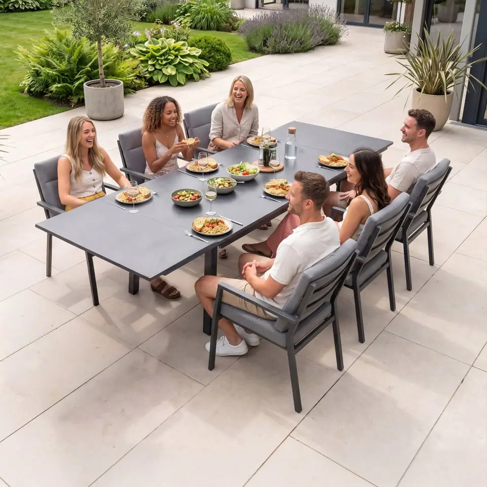 Vogue 6 Seat Aluminium Dining Set - Rectangular Extending Table with 6 Chairs