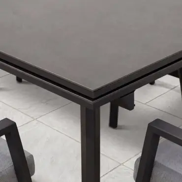 Vogue 6 Seat Aluminium Dining Set - Rectangular Extending Table with 6 Chairs