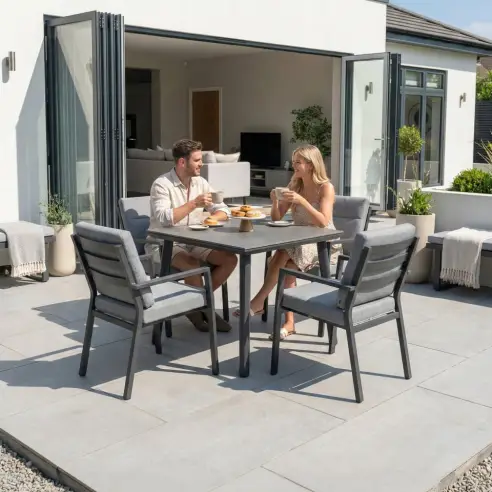 Vogue 4 Seat Aluminium Dining Set - Square Table Vogue 4 Seat Aluminium Dining Set - Square Table