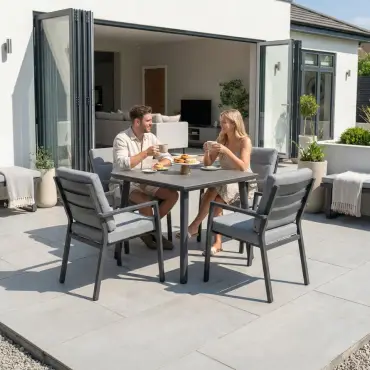 Vogue 4 Seat Aluminium Dining Set - Square Table