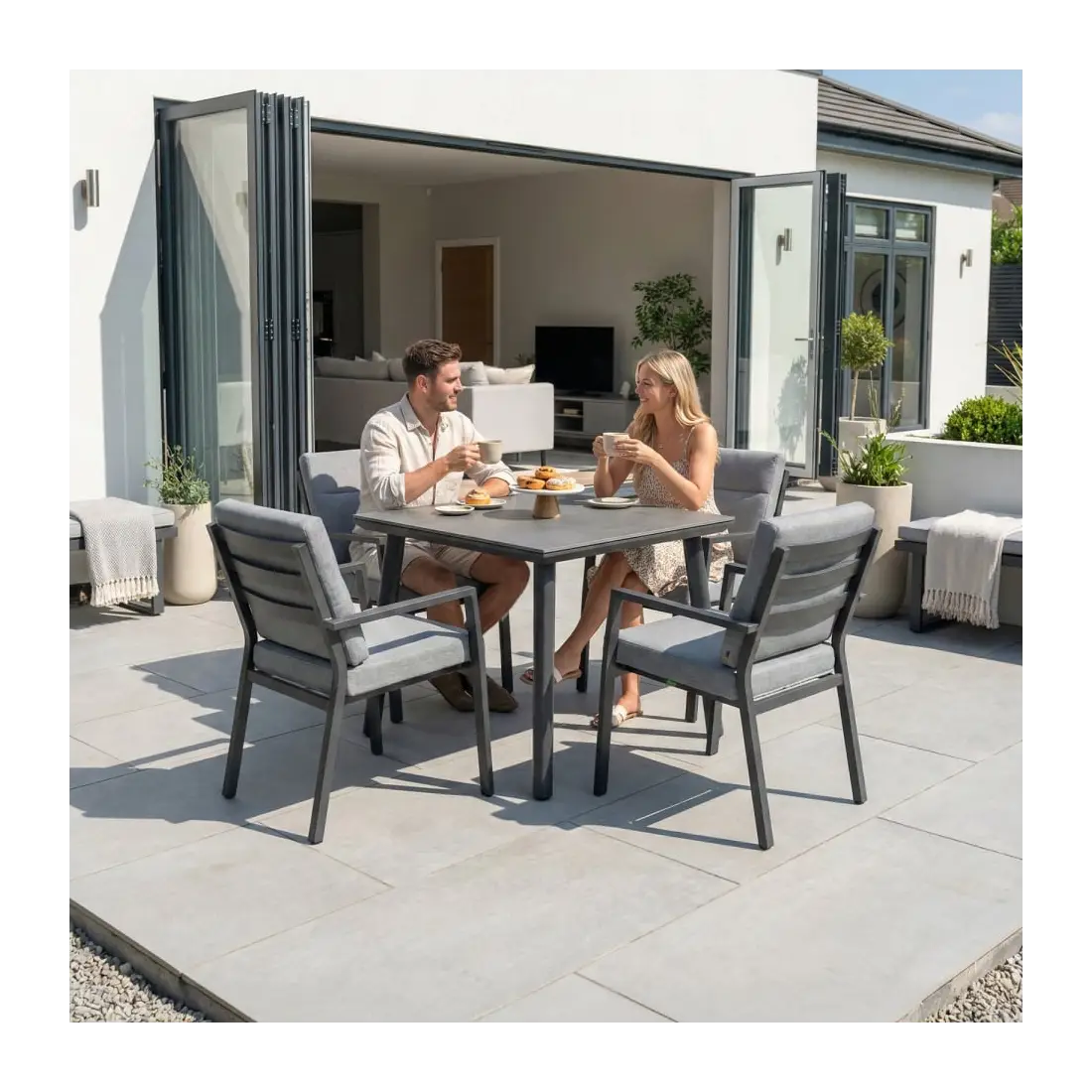 Vogue 4 Seat Aluminium Dining Set - Square Table Vogue 4 Seat Aluminium Dining Set - Square Table