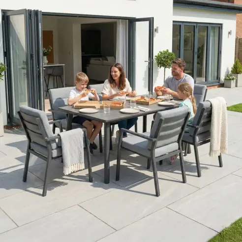 Vogue 6 Seat Aluminium Dining Set - Rectangular Table
