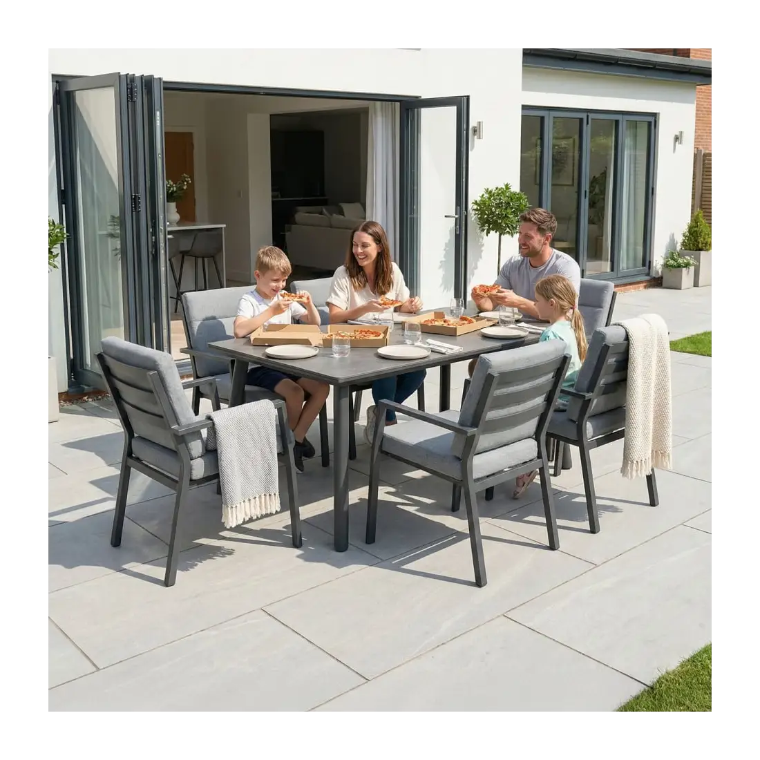 Vogue 6 Seat Aluminium Dining Set - Rectangular Table