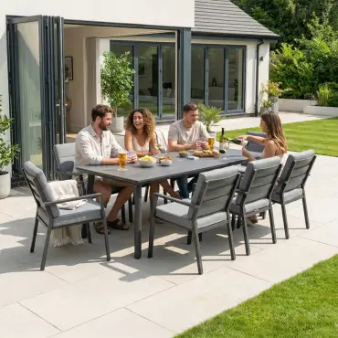 Vogue 8 Seat Aluminium Dining Set - Rectangular Table