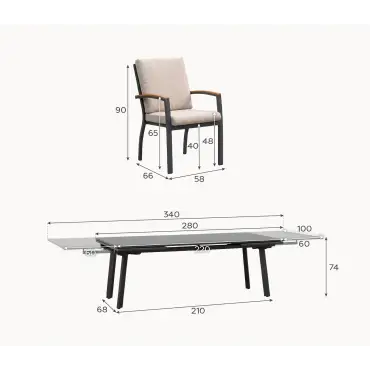 Leah 10-12 Seat Aluminium Dining Set - Rectangular Extending Table with 10 Chairs