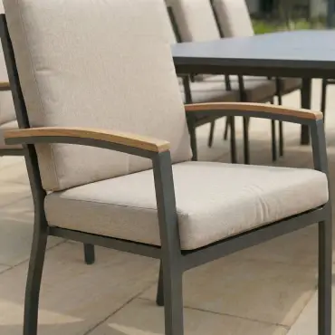 Leah 6-12 Seat Aluminium Dining Set - Rectangular Extending Table with 12 Chairs