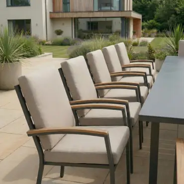 Leah 6-12 Seat Aluminium Dining Set - Rectangular Extending Table with 12 Chairs