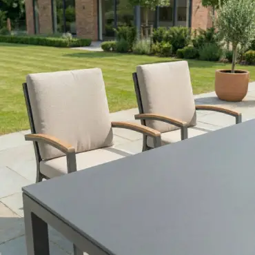 Leah 4-10 Seat Aluminium Dining Set - Rectangular Extending Table with 6 Chairs