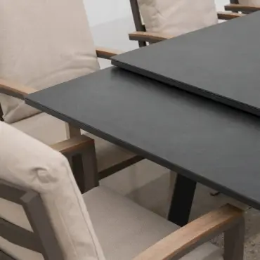 Leah 4-10 Seat Aluminium Dining Set - Rectangular Extending Table with 10 Chairs