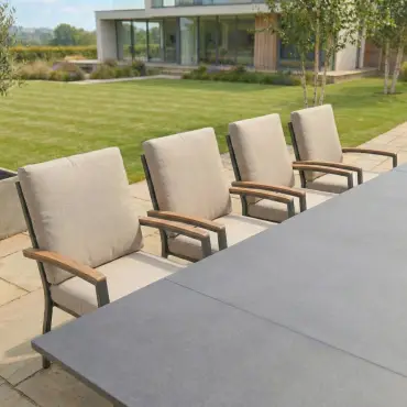 Leah 4-10 Seat Aluminium Dining Set - Rectangular Extending Table with 10 Chairs