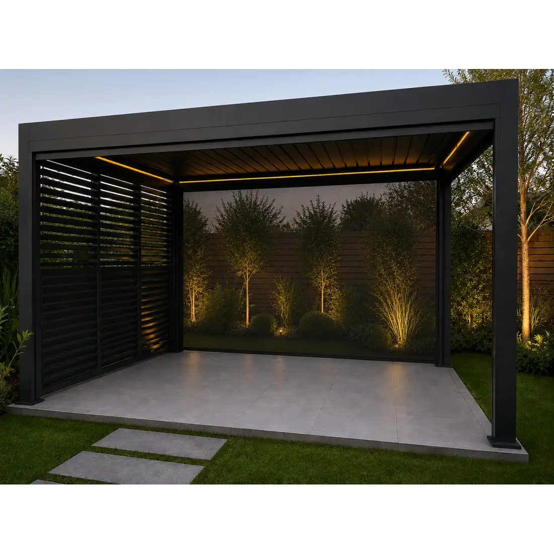 Neptune 3×4 m LED Retractable Roof Gazebo – Weatherproof Luxury