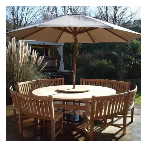 Chunky 2.1m Teak Table and Contour Benches | FSC® Certified - 1 Chunky 2.1m Teak Table and Contour Benches | FSC® Certified - 1