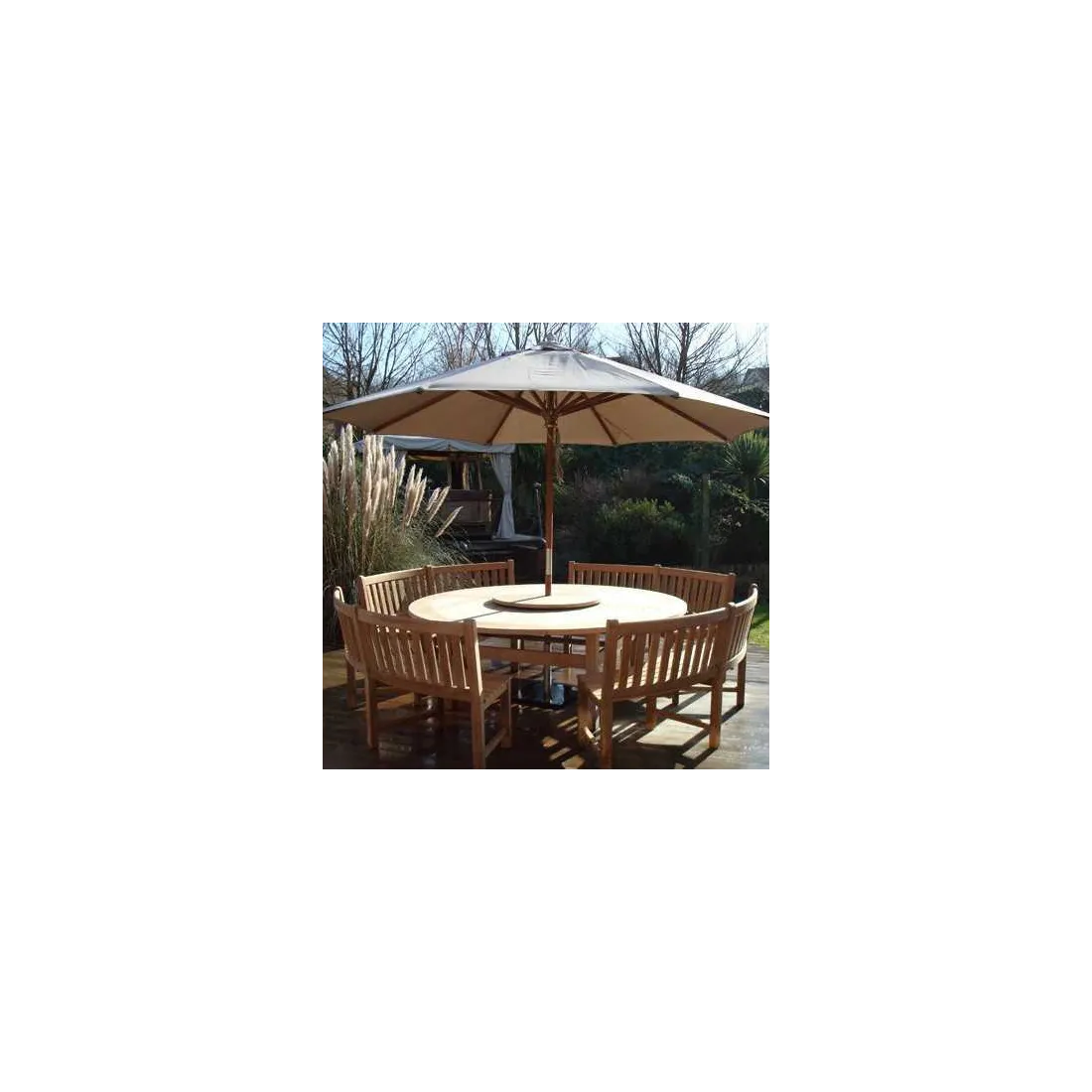 Chunky 2.1m Teak Table and Contour Benches | FSC® Certified - 1 Chunky 2.1m Teak Table and Contour Benches | FSC® Certified - 1