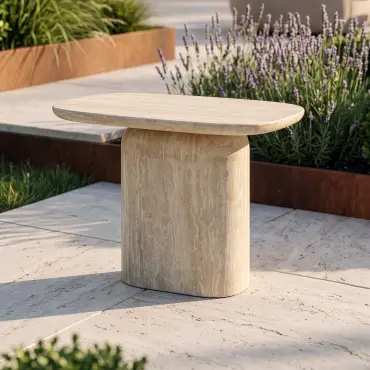 Monte Carlo Small Side Table in Travertine