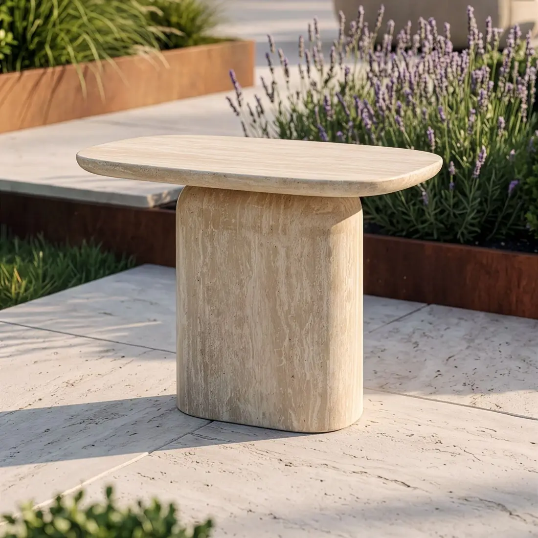 Monte Carlo Small Side Table in Travertine Monte Carlo Small Side Table in Travertine