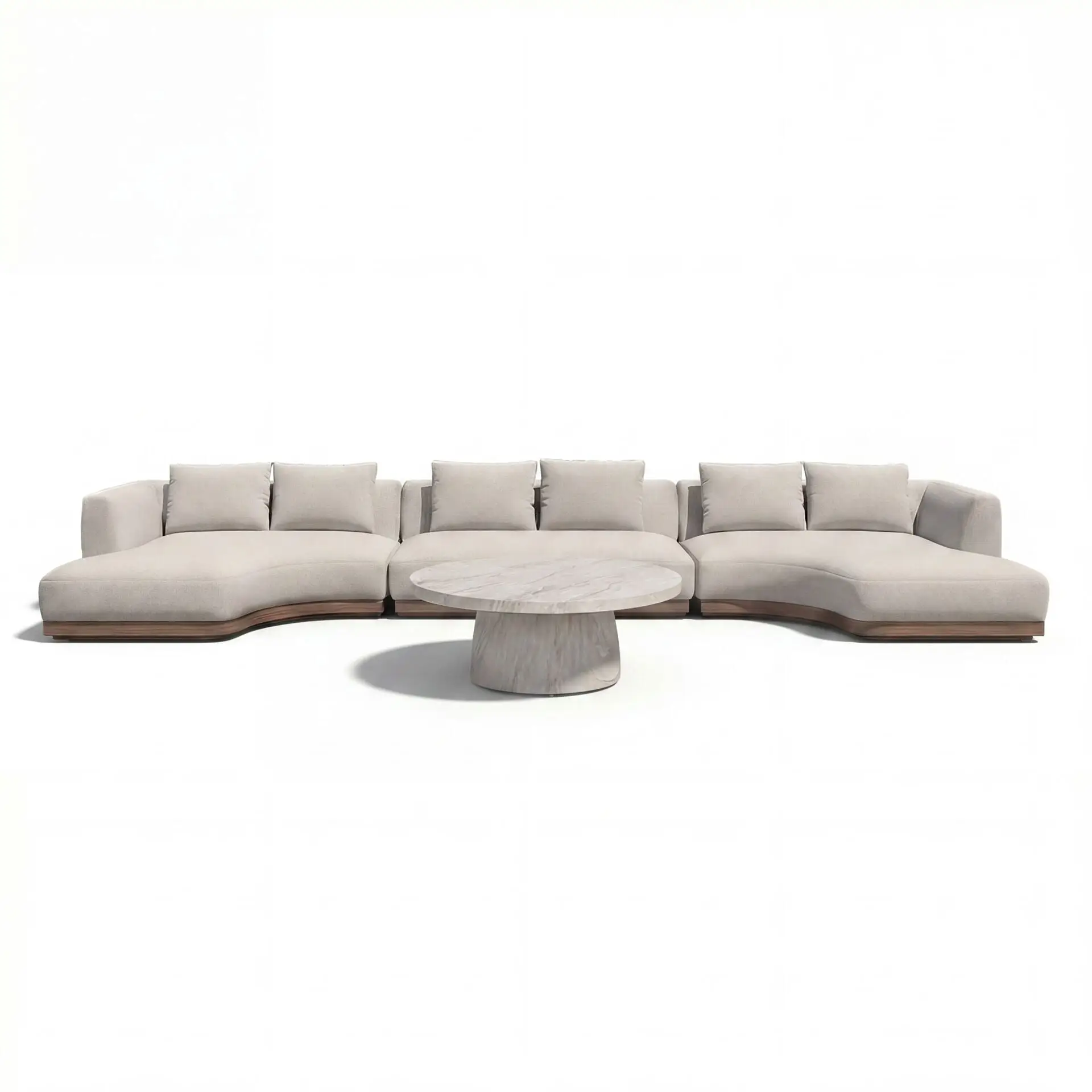 Fabric Lyon Small U Shape Sofa Set with Round Table