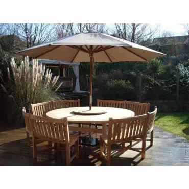 Chunky 2.1m Teak Table and Contour Benches | Certified