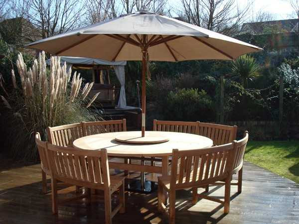 Chunky 2.1m Teak Table and Contour Benches | Certified